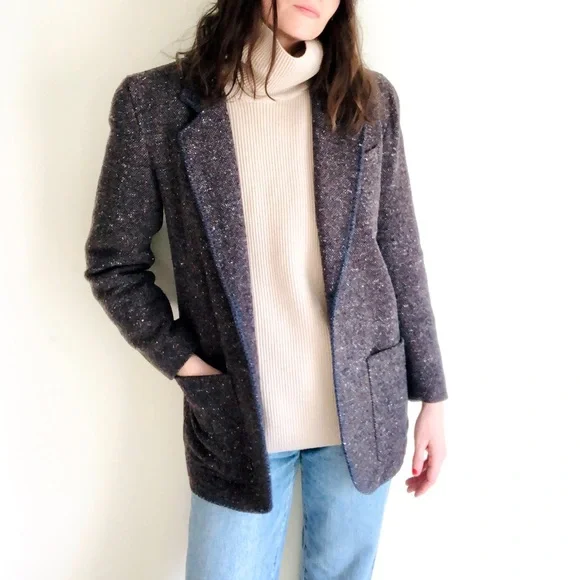 Tweedy square cut wool blazer - Picture 2 of 16
